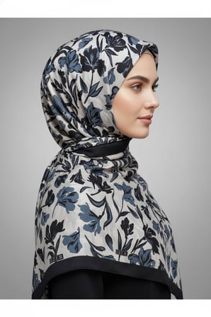 Çiçek Motifli Floral Desenli Özel Tasarım Şal