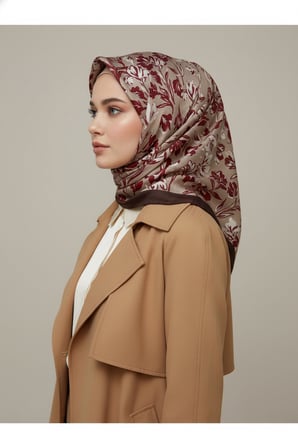 Çiçek Motifli Floral Desenli Özel Tasarım Şal
