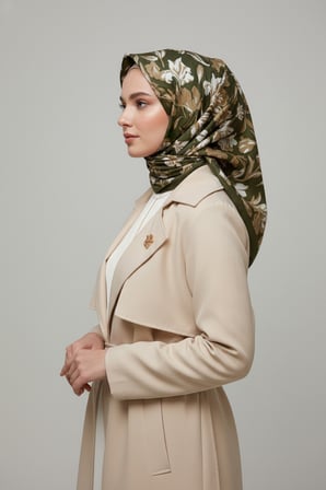 Çiçek Motifli Floral Desenli Özel Tasarım Şal