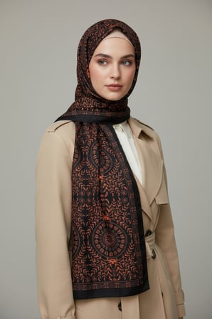 Premium – Geometrik ve Floral Desenli Özel Koleksiyon Şal