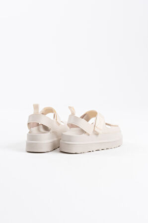 Zeta Premium Cırtlı Bej Kadın Sandalet