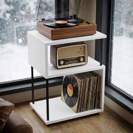 RetroSpinHouse Zeus Pikap Standı ve Plak Dolabı 45x35x68 cm Beyaz Modern