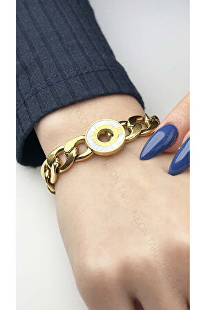 Xxx Sedefli, Gurmet, Paslanmaz Çelik Zincir Bileklik 25, Altın Renk