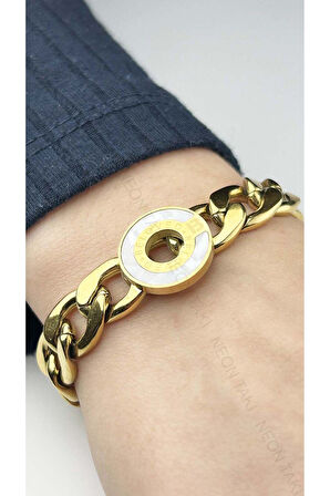 Xxx Sedefli, Gurmet, Paslanmaz Çelik Zincir Bileklik 25, Altın Renk