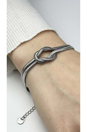 Çift Zincir, Gemici Bağı, Paslanmaz Çelik Bileklik 43, Gümüş Bileklik