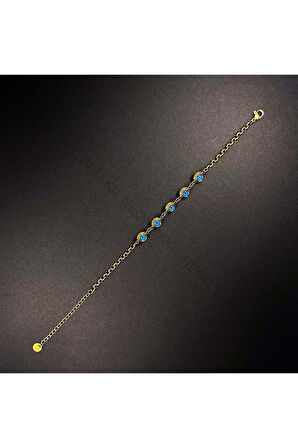 Göz Figürlü, Paslanmaz Çelik Zincir Bileklik 55, Altın Renk