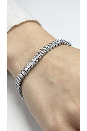 Su Yolu, Zirkon Taşlı, Zincir Bileklik 71, Gümüş Renk, Üst Kalite Vıp Ürün