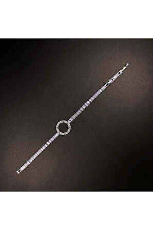 Xxx Xo Halkalı, Zirkon Taşlı, Paslanmaz Çelik Zincir Bileklik 80, Gümüş Renk