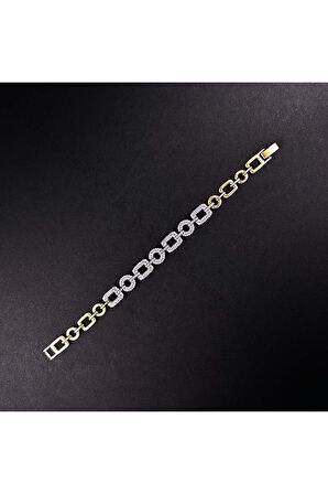 Zirkon Taşlı, Zincir Bileklik, Pembe Renk