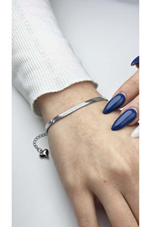 Italyan Zinciri, Paslanmaz Çelik Bileklik 125, Gümüş Renk