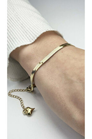 Italyan Zinciri, Paslanmaz Çelik Bileklik, Altın Renk