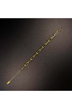 Paslanmaz Çelik Zincir Bileklik 128, Altın Renk