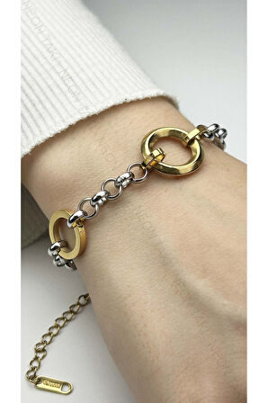 Halkalı, Paslanmaz Çelik Zincir Bileklik 132, Gümüş Renk