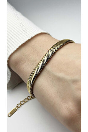 Kalın Italyan Zinciri, Paslanmaz Çelik Zincir Bileklik 134, Altın Renk