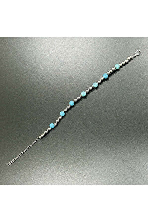 Bileklik, Kararmayan Çelik, Topçuk Detaylı, Gümüş Renk, Model360