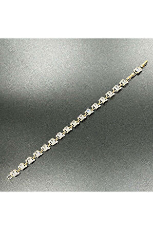 Su Yolu, Zirkon Taşlı, Altın Kaplama Zincir Bileklik 367, Pembe (ROSE) Renk