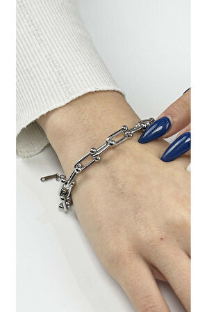 Paslanmaz Çelik Zincir Bileklik 378, Gümüş Renk