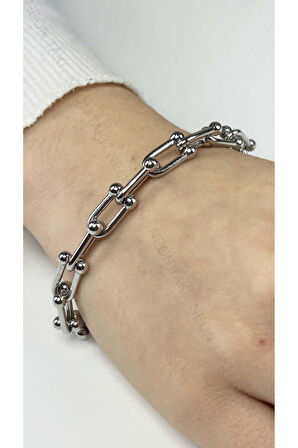 Paslanmaz Çelik Zincir Bileklik 378, Gümüş Renk