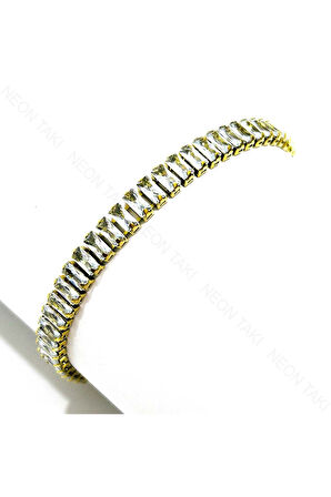 Su Yolu, Zirkon Taşlı, Paslanmaz Çelik Bileklik 383, Altın Renk