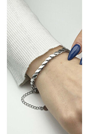 Arpa Model, Paslanmaz Çelik Zincir Bileklik 384, Gümüş Renk