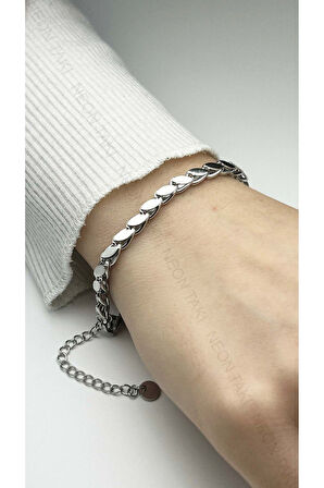 Arpa Model, Paslanmaz Çelik Zincir Bileklik 384, Gümüş Renk