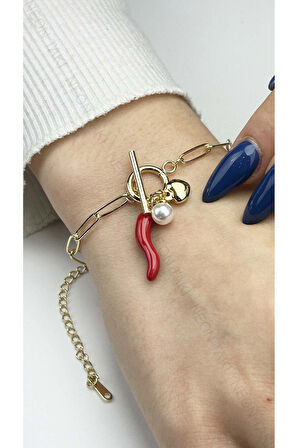 Şans Getiren Ve Kem Göz Uzaklaştıran Paslanmaz Çelik Bileklik 458 Altın Renk