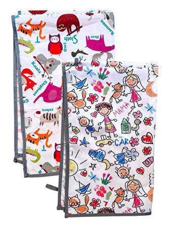 Yorni, Zoo Family İkili, Ekonomik Set, Ebat: 65x80cm, Sıvı Geçirmez Alt Açma Örtüsü, Bebek Bakım Örtüsü, Büyük Boy