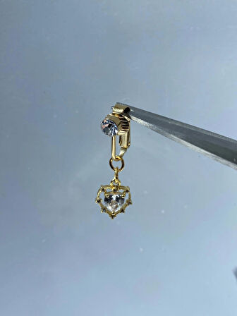 Çelik Göbek Piercing Mıknatıslı Deliksiz Kullanım Sıkıştırmalı Kalpli Model