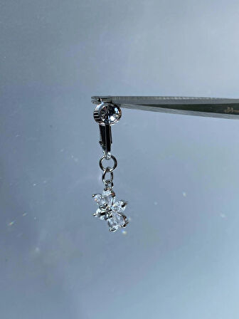 Çelik Göbek Piercing Mıknatıslı Sıkıştırmalı Kullanımlı Çiçek Model