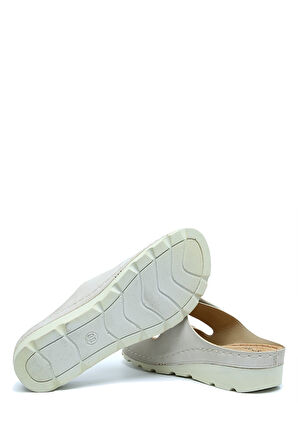 SIB160147 Kifidis-Natura Kadın Çift Bantlı Anatomik Deri Terlik 36-41 Bej/Beige