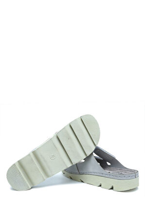 SIB220511 Kifidis-Natura Kadın Taşlı Anatomik Deri Terlik 36-41 Gri/Grey