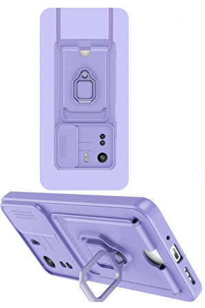 Poco C65 ve Redmi 13C Uyumlu Kartvizitli Yüzüklü Bağcıklı Silikon Kılıf