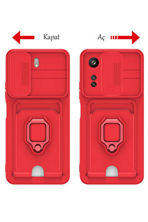 Poco C65 ve Redmi 13C Uyumlu Kartvizitli Yüzüklü Bağcıklı Silikon Kılıf