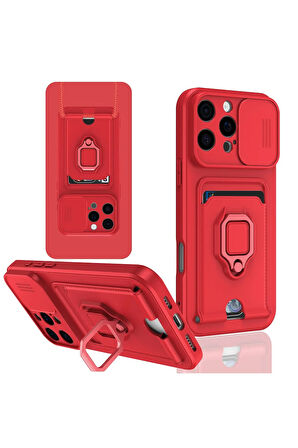 İphone 14 Pro Max Uyumlu Kartvizitli Yüzüklü Bağcıklı Silikon Kılıf