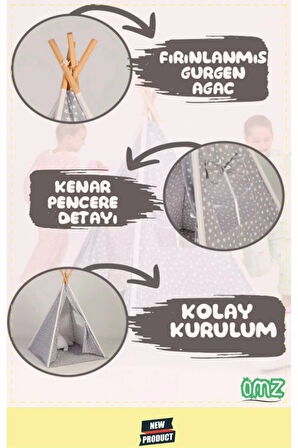 Eğlenceli Bahçe & Ev Oyun Alanı Geniş Ahşap Direkli Çocuk Oyun Çadırı Kız Erkek Egitici Oyuncaklar