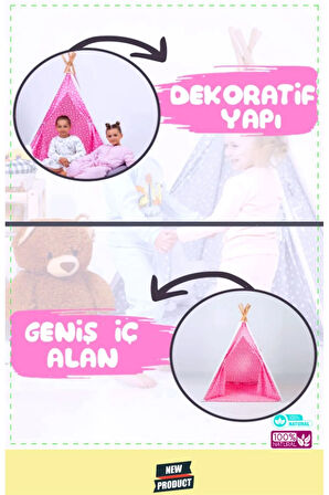 Geniş Alan Çocuk Oyun Çadırı Ahşap Ayaklı Oyun Evi Kız Erkek Cocuk Oyuncakları Egitici Oyuncaklar