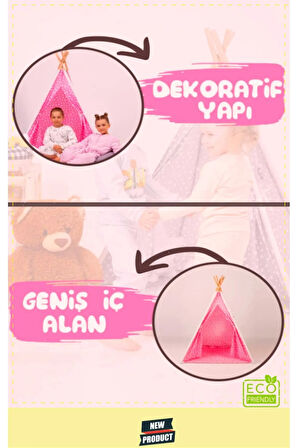 Eğlenceli Bahçe & Ev Oyun Alanı Geniş Ahşap Direkli Çocuk Oyun Çadırı Kız Erkek Egitici Oyuncaklar