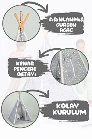 Çocuk Çadır Oyuncak Ev Eğlenceli Bahçe & Ev Oyun Alanı Geniş Ahşap Direkli Çocuk Oyun Çadırı Kız Erk