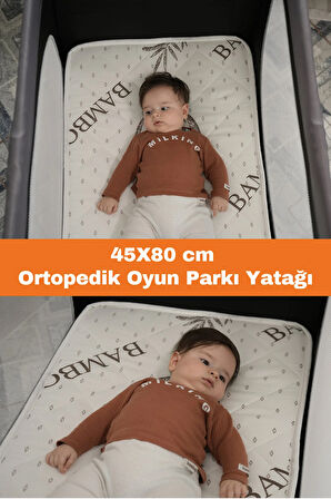 1 Adet Bebek Park Yatak Anne Yanı Bebek Yatağı Bambu Oyun Parkı 45x80x10 cm Ortopedik Oyun Parkı