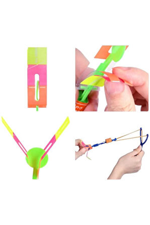 Eğitici Öğretici Çocuk Oyuncaklar 4Adet Led Işıklı Sapan Havada Süzülen Oyuncak Mancınık Sapan