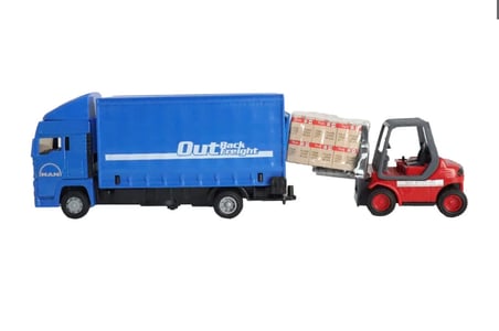 Kız Erkek Çocuk Oyuncak Man Kırmızı Kamyon ve Forklift Kız Erkek Çocuk Eğitici