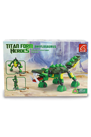 Kız Çocuk Oyuncak Erkek Çocuk Oyuncak Ausini Titan Form Heroes-6 Ankylosaurus 133 Parça Eğitici Oyun