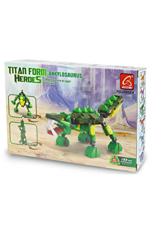 Kız Çocuk Oyuncak Erkek Çocuk Oyuncak Ausini Titan Form Heroes-6 Ankylosaurus 133 Parça Eğitici Oyun