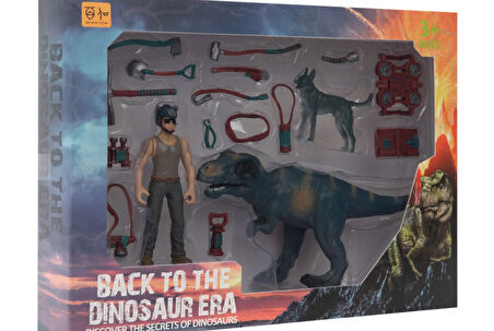 Eğitici Oyuncak Kadın Figürlü Dinozorlu ve Aksesuarlı Oyun Seti Kız Erkek Çocuk Eğitici Eğitici