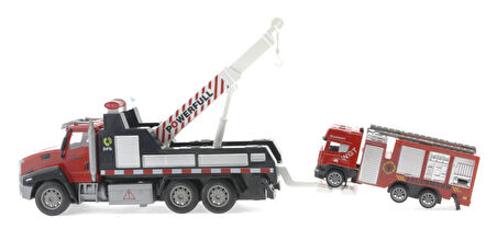 Eğlenceli Oyuncak Die Cast Çek Bırak Vinçli Kurtarıcı ve Söndürücü İtfaiye Aracı Kız Erkek Çocuk Eğitici Öğretici Oyun