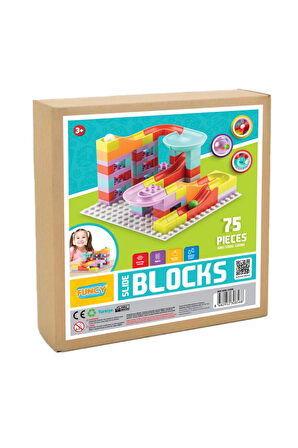 Kız Çocuk Oyuncak Erkek Çocuk Oyuncak Slide Blocks 75 Parça Eğitici Oyuncaklar