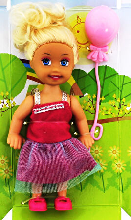 Eğlenceli Oyuncak Cute Girl Pembe Balonlu Sarışın Mini Bebek Kız Erkek Çocuk Eğitici Eğitici Oyunc