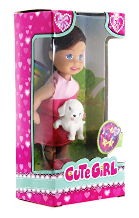 Öğretici Oyuncak Cute Girl Köpek Figürlü Kumral Mini Bebek Kız Erkek Çocuk Eğitici Eğitici Oyunca