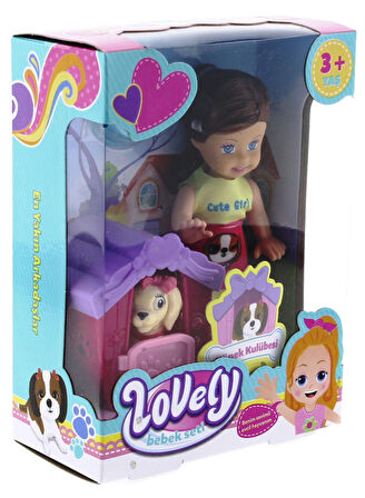 Eğlenceli Oyuncak Lovely Mini Bebek Evcil Hayvan ve Kulübesi Oyun Seti Kız Erkek Çocuk Eğitici Eği