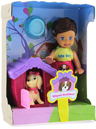 Eğlenceli Oyuncak Lovely Mini Bebek Evcil Hayvan ve Kulübesi Oyun Seti Kız Erkek Çocuk Eğitici Eği